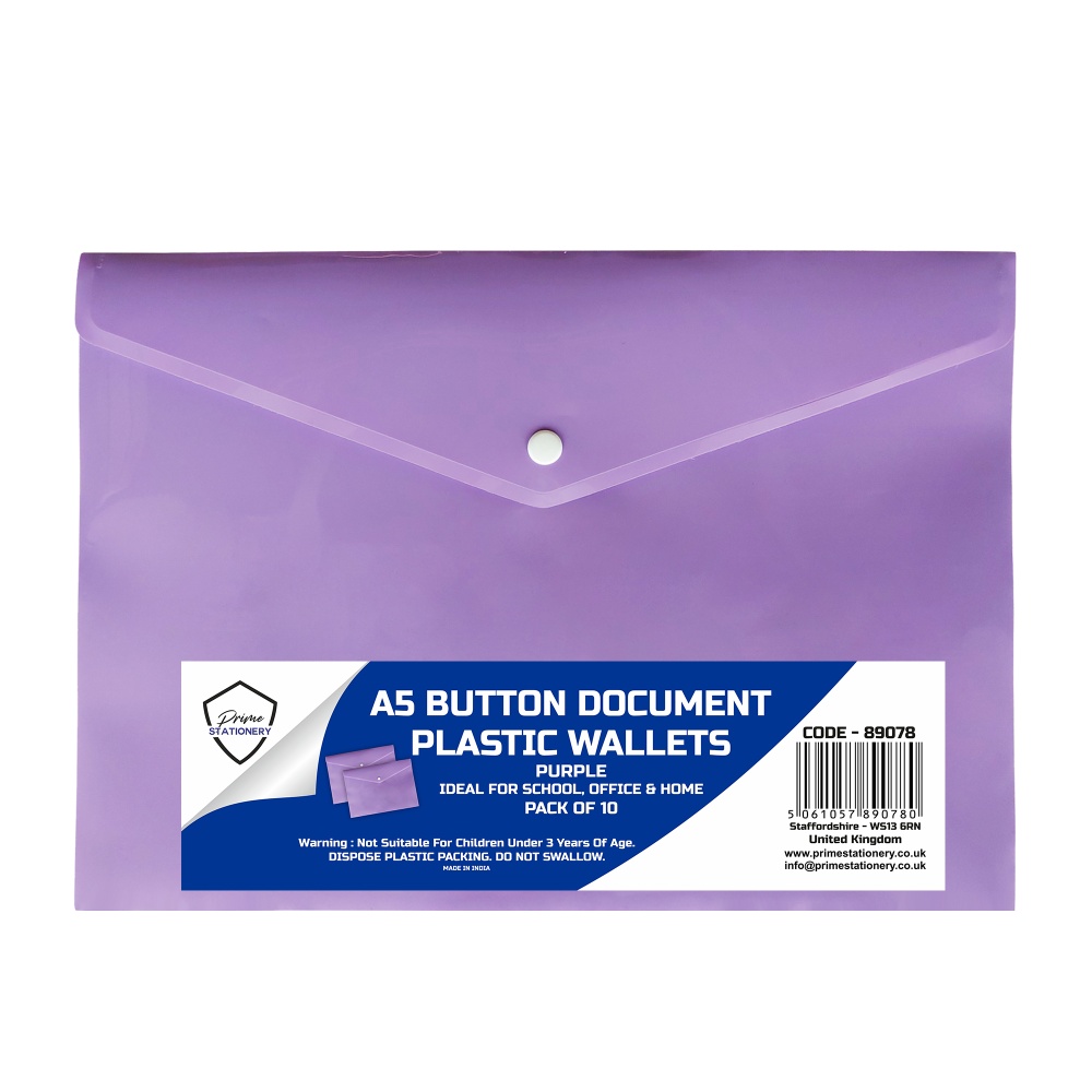 Prime A5 Stud Wallet Purple Pack of 10